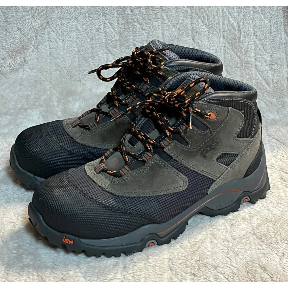 Timberland PRO Mens Work Boots 7.5 Steel Toe Grey‎ Black Hiking Shoes 87030 Y2K